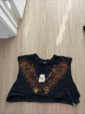 LF Black Crop Top with Eagle Graphic
